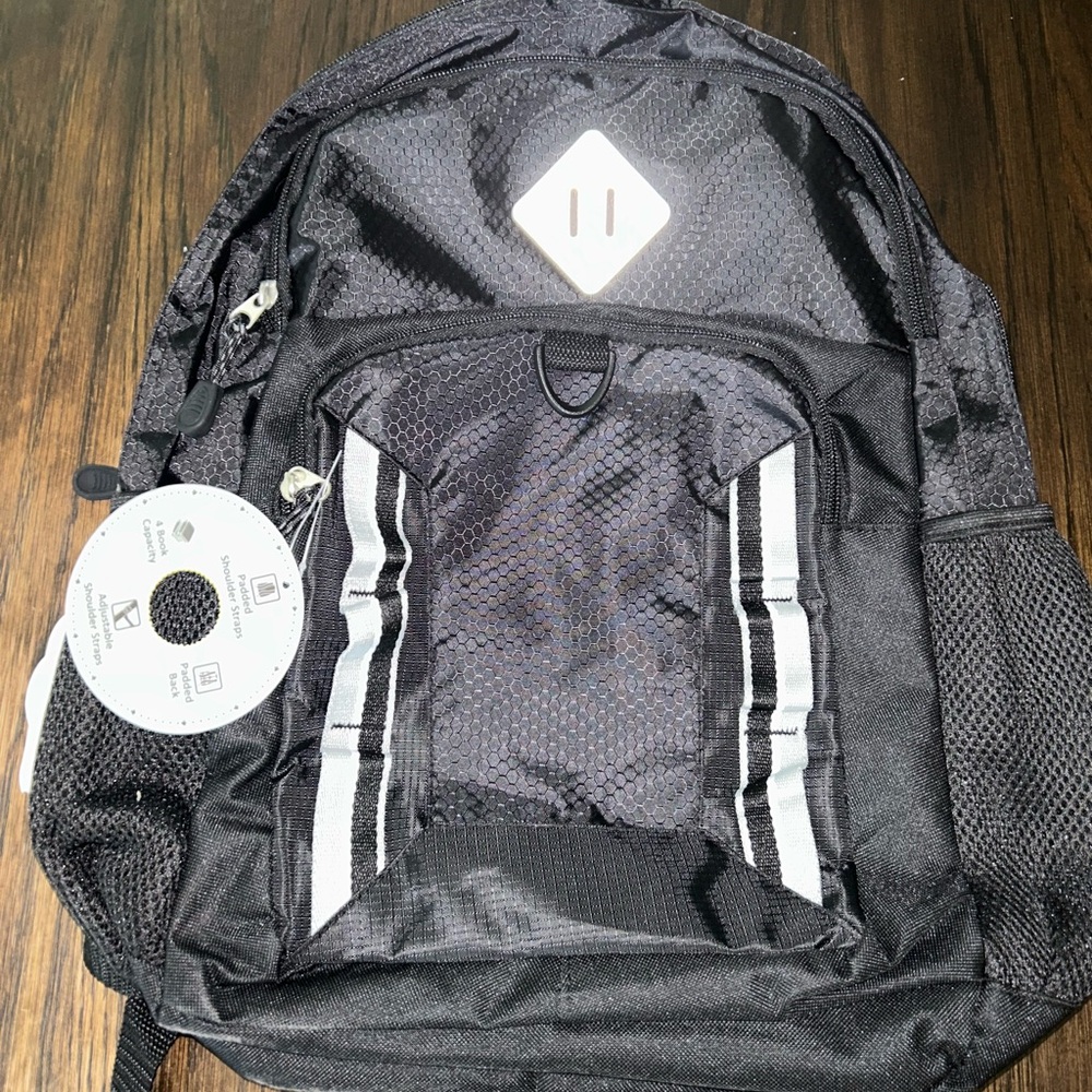Wonder Nation Black Backpack with Diamond Logo and Stripes